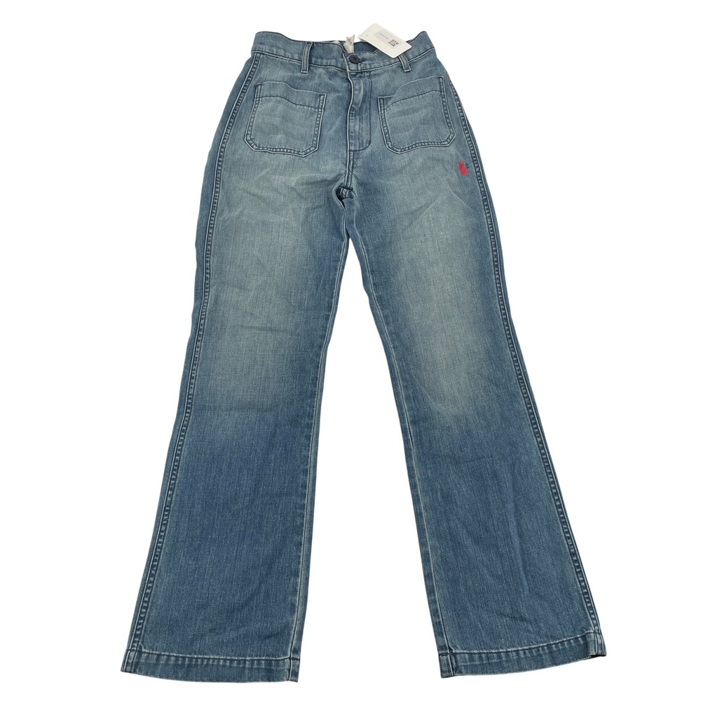 DÔEN High Rise Wide Leg Jeans 26 Blue Good Patch Pockets